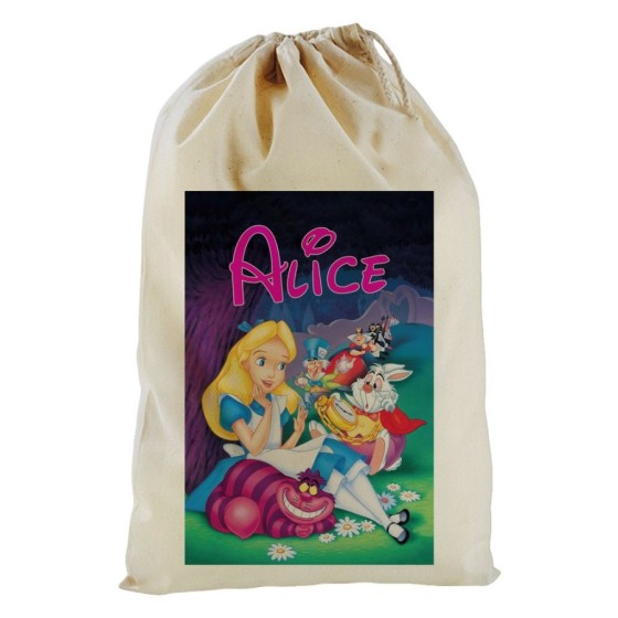 Sacco mare personalizzato con nome alice con stregatto Cartoon