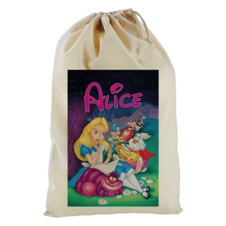 Sacco mare personalizzato con nome alice con stregatto