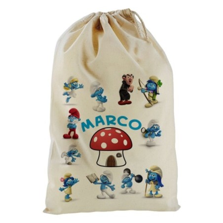 Sacchetto nascita bimbo personalizzato con nome puffi