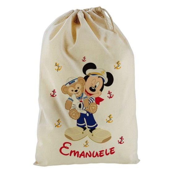Sacchetto nascita bimbo personalizzato con nome topolino marinaio Cartoon