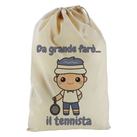 Sacchetto nascita bimbo da grande farò il tennista
