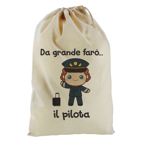 Sacchetto nascita bimbo da grande farò il pilota Da grande farò