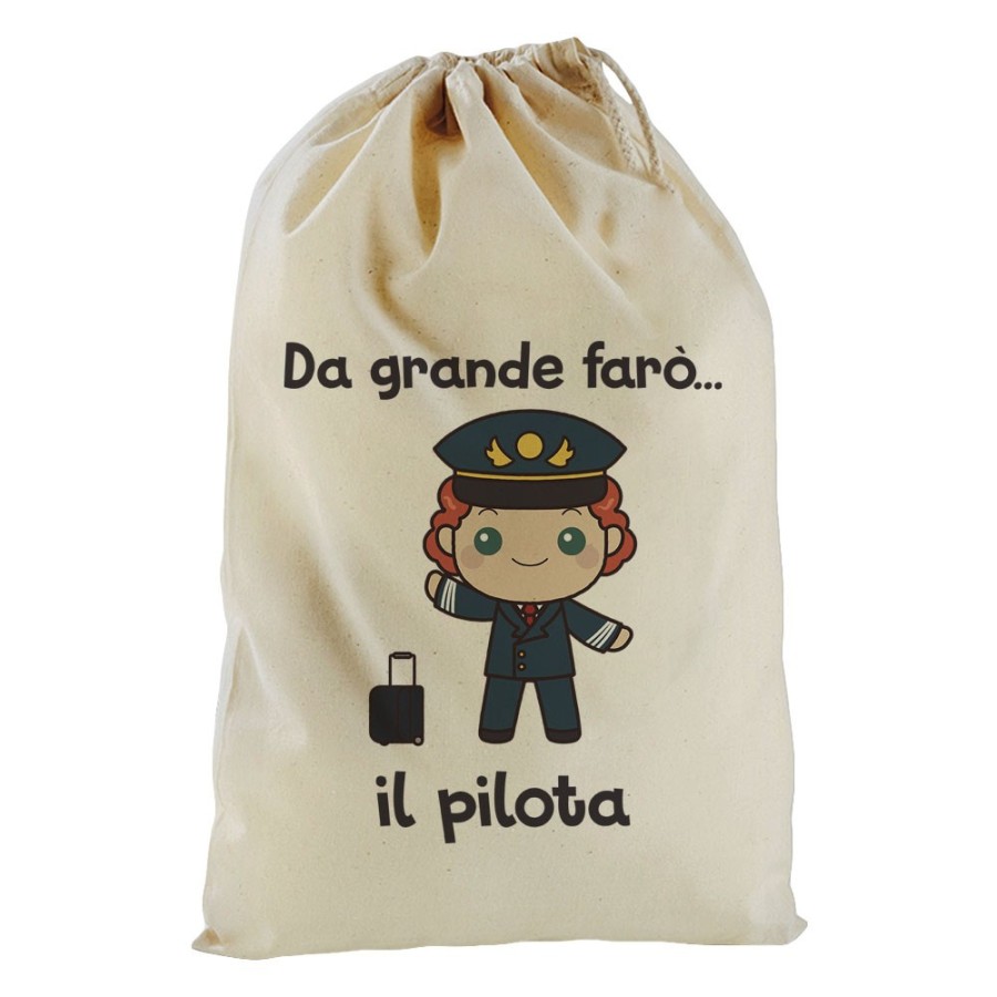 Sacchetto nascita bimbo da grande farò il pilota Da grande farò
