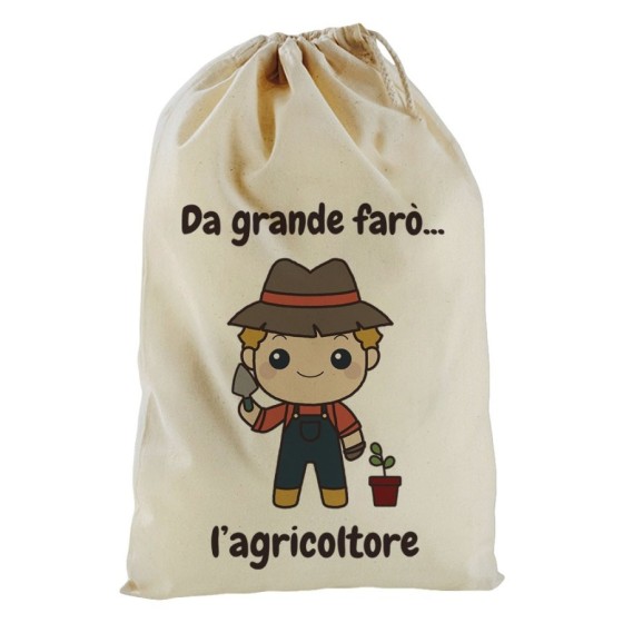 Sacchetto nascita bimbo da grande farò l'agricoltore Da grande farò