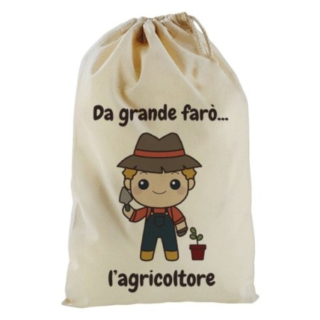 Sacchetto nascita bimbo da grande farò l'agricoltore