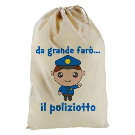 Sacchetto nascita bimbo da grande farò il poliziotto
