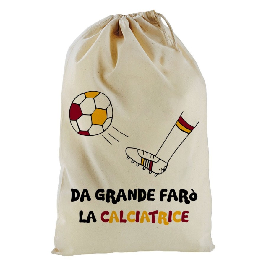 Sacchetto nascita bimbo da grande farò il calciatore giallo rosso Da grande farò