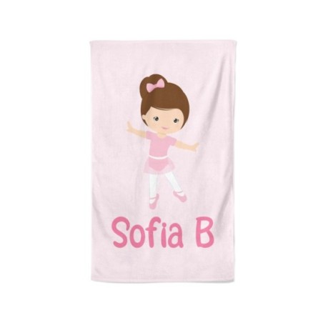 Asciugamani personalizzato con nome ballerina castana