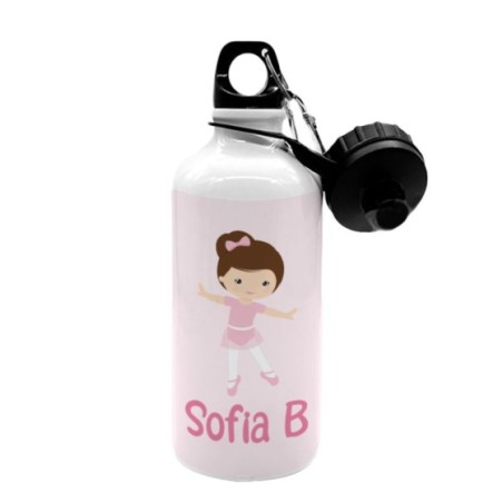 Borraccia personalizzata con nome ballerina castana