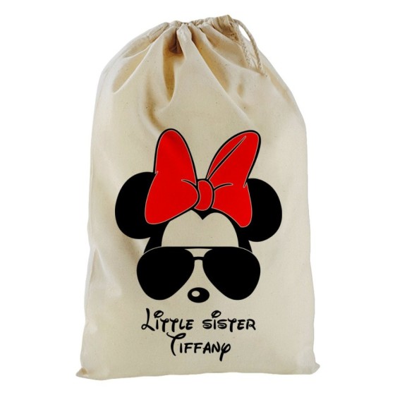Sacchetto nascita bimba personalizzato con nome little sister minnie Per la famiglia
