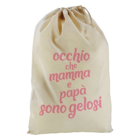 Sacchetto nascita bimbo occhio che mamma e papà sono gelosi