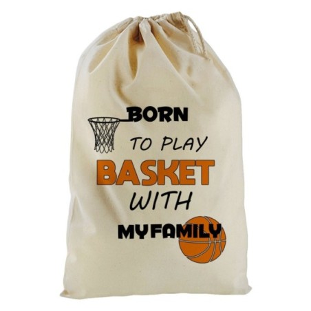 Sacchetto nascita bimbo born to play basket with my family