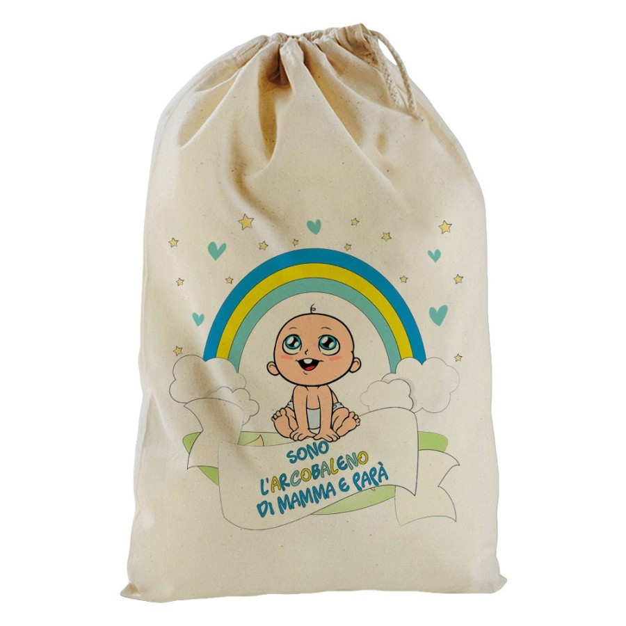 Sacchetto nascita bimbo sono l'arcobaleno di mamma e papà con bambino Per la famiglia