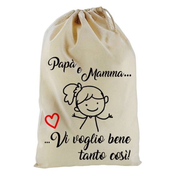 Sacchetto nascita bimbo papà e mamma vi voglio bene tanto così Per la famiglia