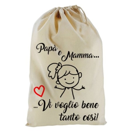 Sacchetto nascita bimbo papà e mamma vi voglio bene tanto...