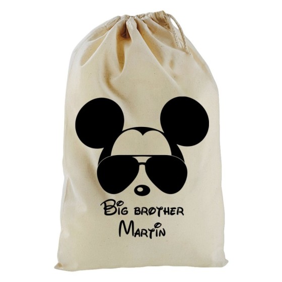 Sacchetto nascita bimbo personalizzato con nome big brother mickey Per la famiglia