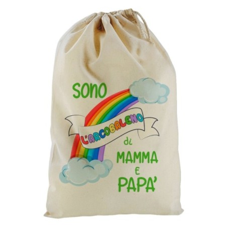 Sacchetto nascita bimbo sono l'arcobaleno di mamma e papà
