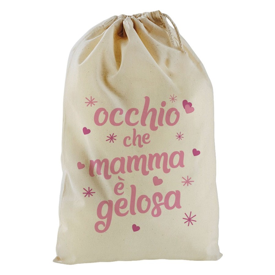 Sacchetto nascita bimbo occhio che mamma è gelosa con cuori e stelle Per la mamma