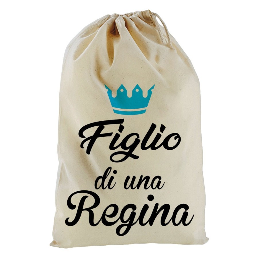 Sacchetto nascita bimbo figlio di una regina figlia di una regina con corona azzurra fucsia Per la mamma