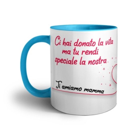 Tazza personalizzata con nomi ci hai donato la vita ma tu rendi speciale la nostra ti amiamo mamma Per la mamma