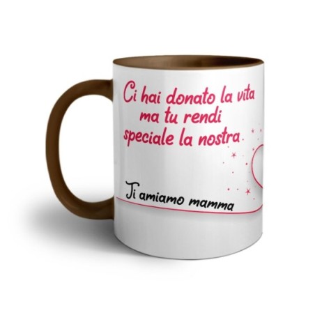 Tazza personalizzata con nomi ci hai donato la vita ma tu rendi speciale la nostra ti amiamo mamma Per la mamma