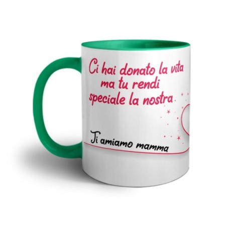 Tazza personalizzata con nomi ci hai donato la vita ma tu rendi speciale la nostra ti amiamo mamma Per la mamma