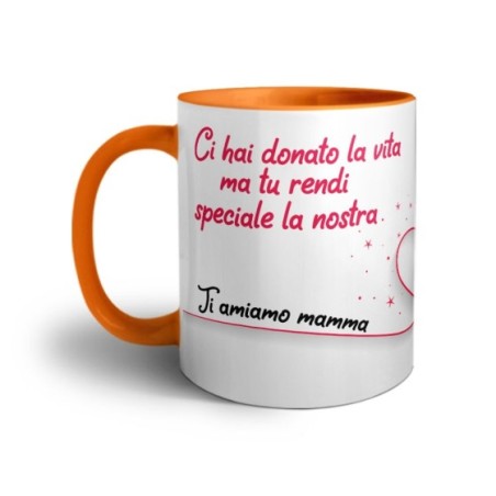 Tazza personalizzata con nomi ci hai donato la vita ma tu rendi speciale la nostra ti amiamo mamma Per la mamma