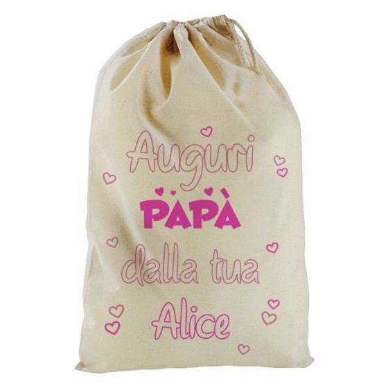 Sacchetto nascita bimbo personalizzato con nome auguri papà dalla tua Per il papà