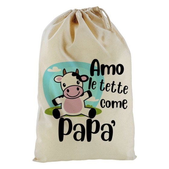 Sacchetto nascita bimbo amo le tette come papà Per il papà