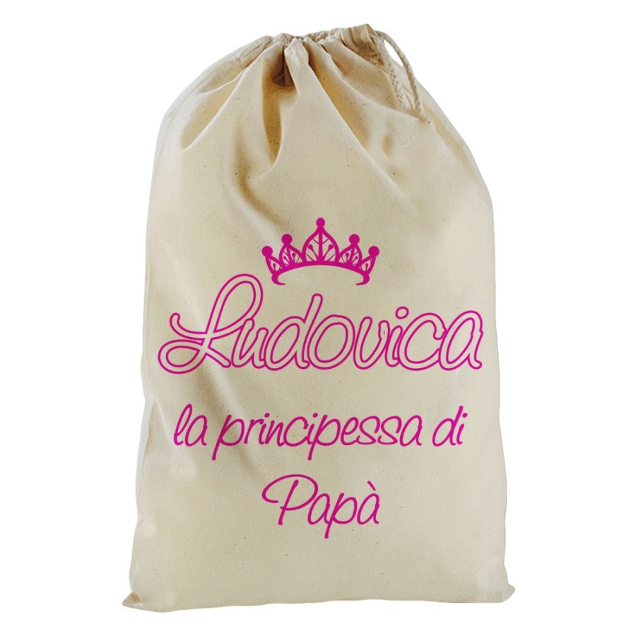Sacchetto nascita bimbo personalizzata con nome il principe la principessa di papà e corona Per il papà
