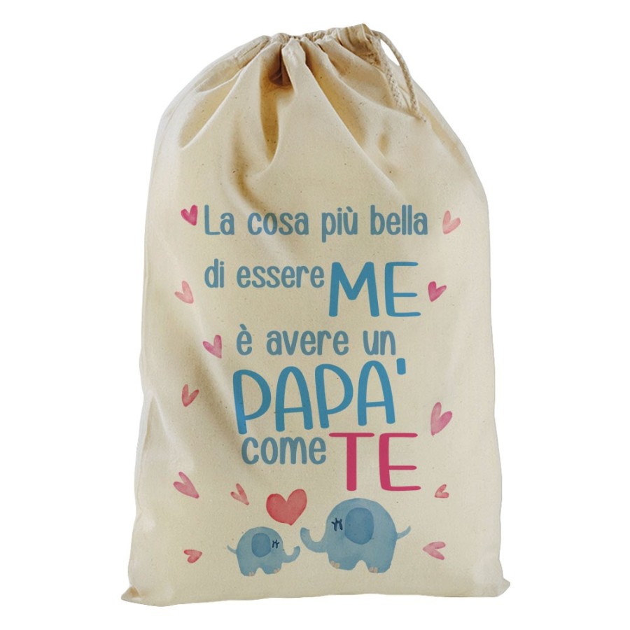 Sacchetto nascita bimbo la cosa più bella di essere me è avere un papà come te con elefantini Per il papà