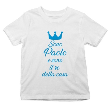 T-shirt bambino personalizzata con nome sono il re la regina della casa Divertenti