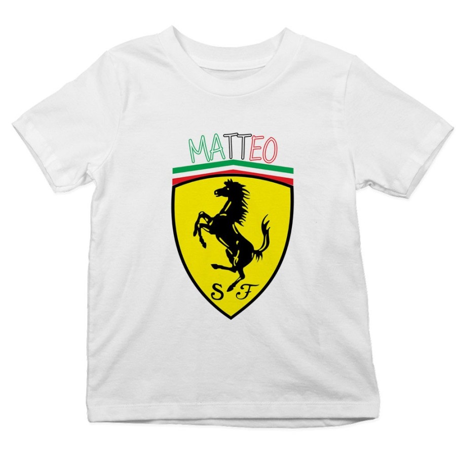 T-shirt bambino personalizzata con nome ferrari Divertenti