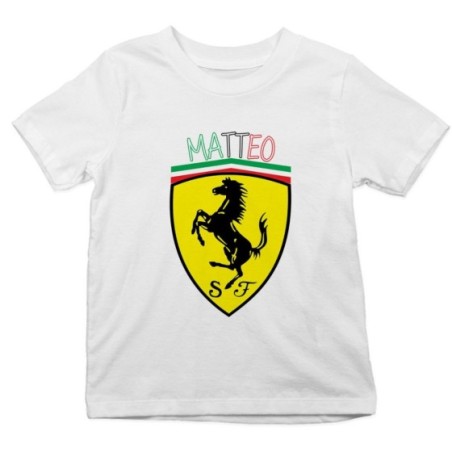 T-shirt bambino personalizzata con nome ferrari Divertenti