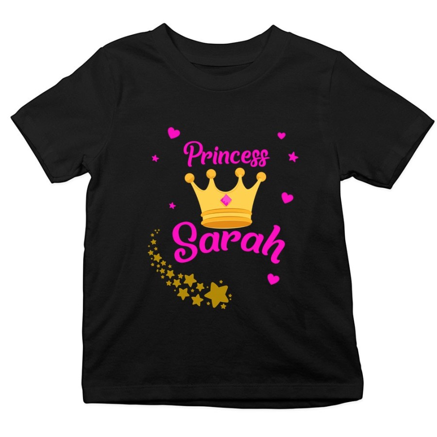 T-shirt bambino personalizzata con nome prince princess con corona Divertenti