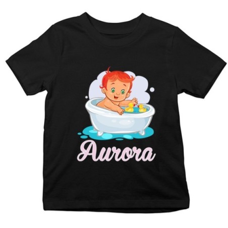 T-shirt bambina personalizzata con nome bimba con paperelle
