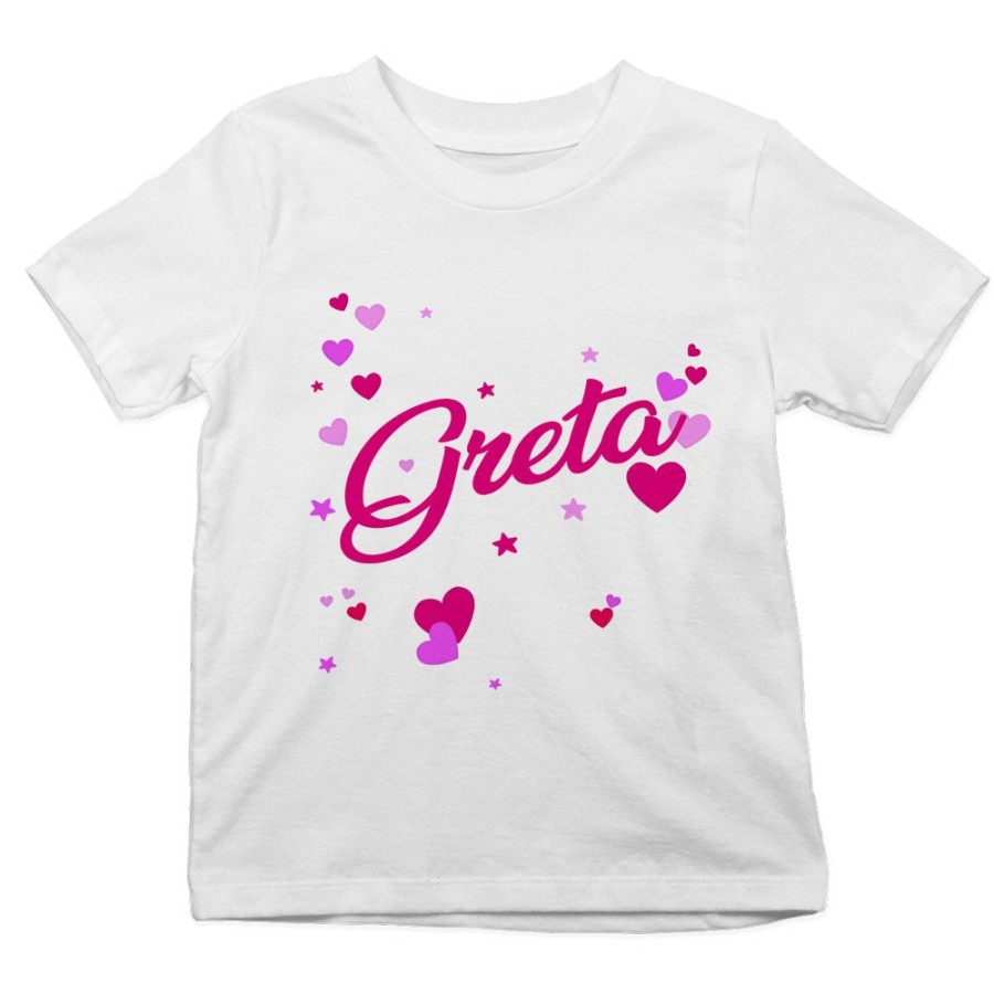 T-shirt bambino personalizzata con nome e tanti cuoricini Divertenti