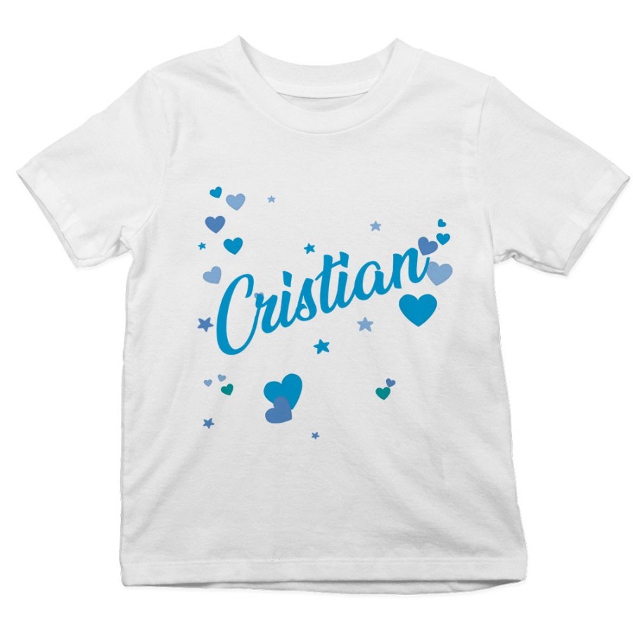 T-shirt bambino personalizzata con nome e tanti cuoricini Divertenti