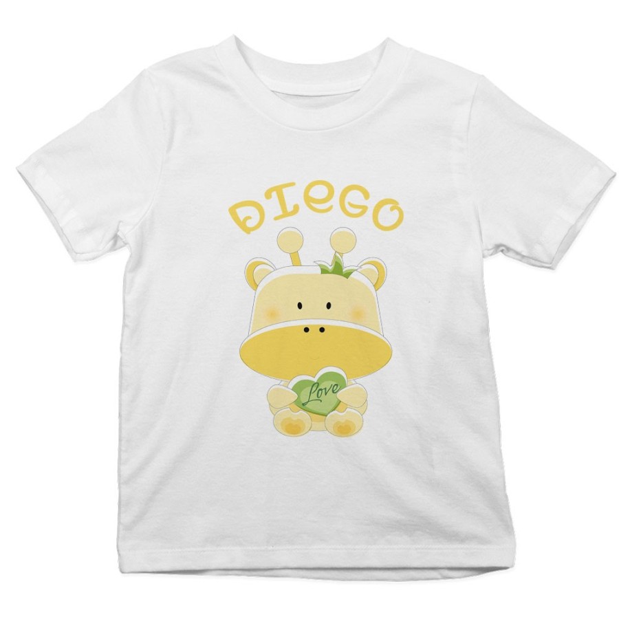 T-shirt bambino personalizzata con nome giraffa Divertenti
