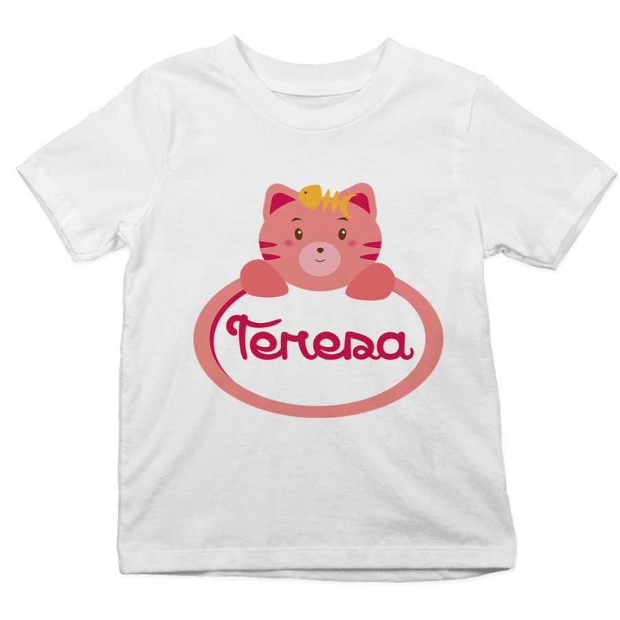T-shirt bambina personalizzata con nome gattino Divertenti