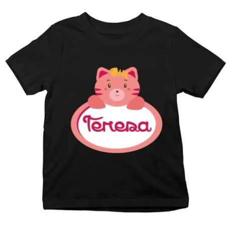 T-shirt bambina personalizzata con nome gattino Divertenti