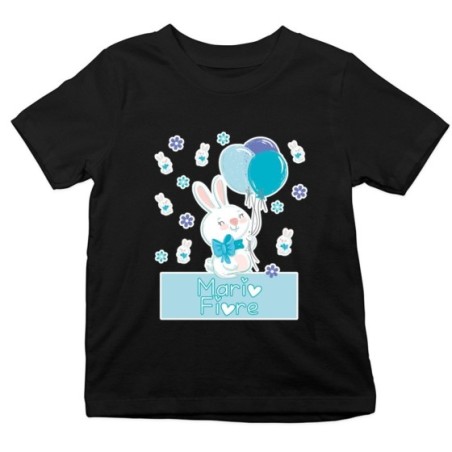 T-shirt bambino personalizzata con nome coniglietto con...