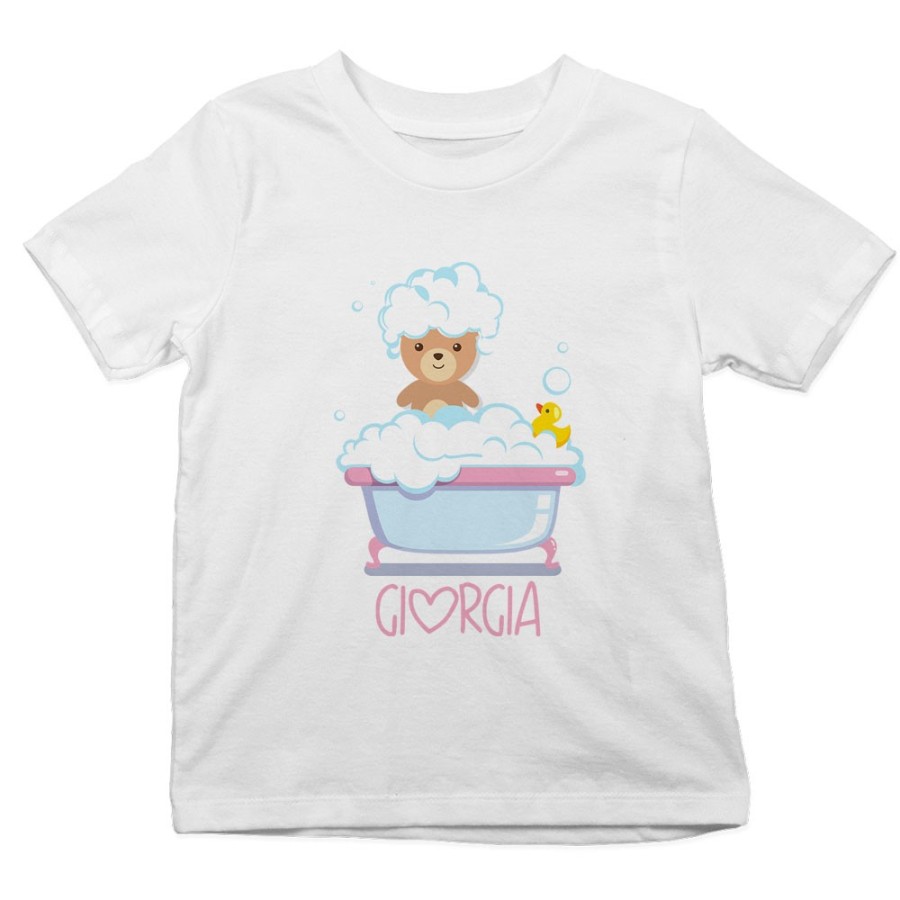 T-shirt bambino personalizzata con nome baby bear con paperella Divertenti