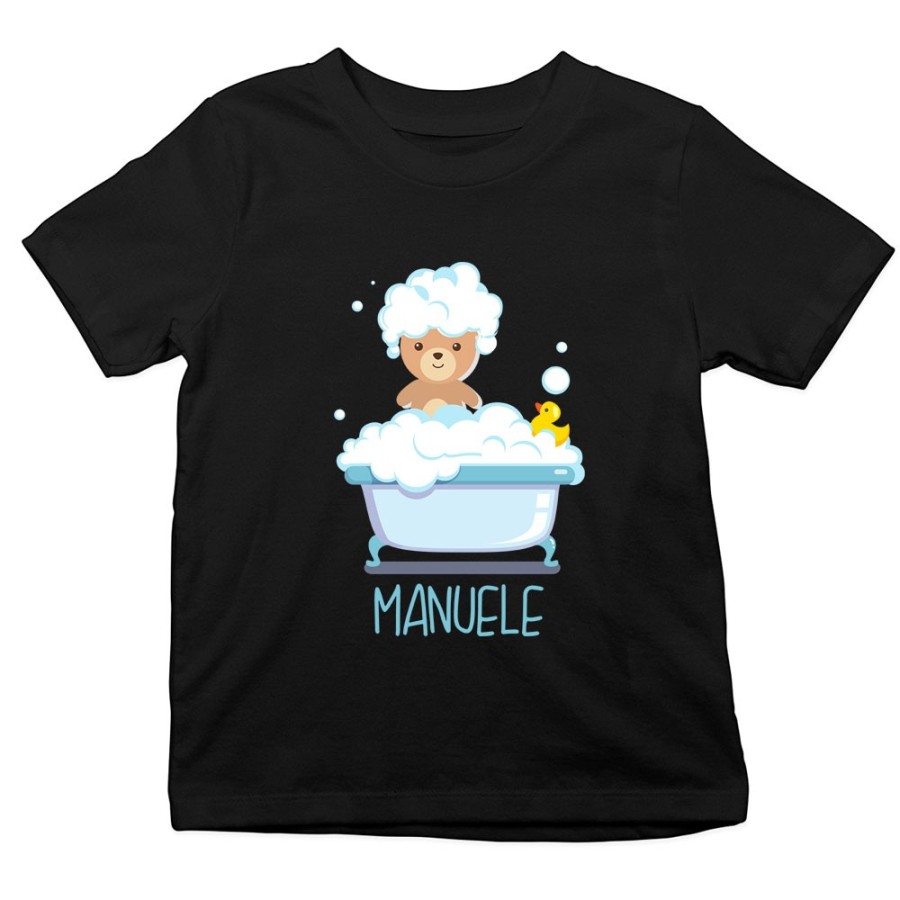 T-shirt bambino personalizzata con nome baby bear con paperella Divertenti
