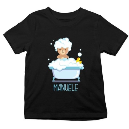 T-shirt bambino personalizzata con nome baby bear con paperella Divertenti