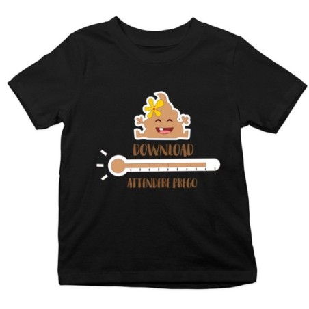 T-shirt bambino download cacca attendere prego Divertenti