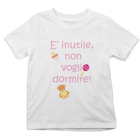 T-shirt bambino non voglio dormire Divertenti