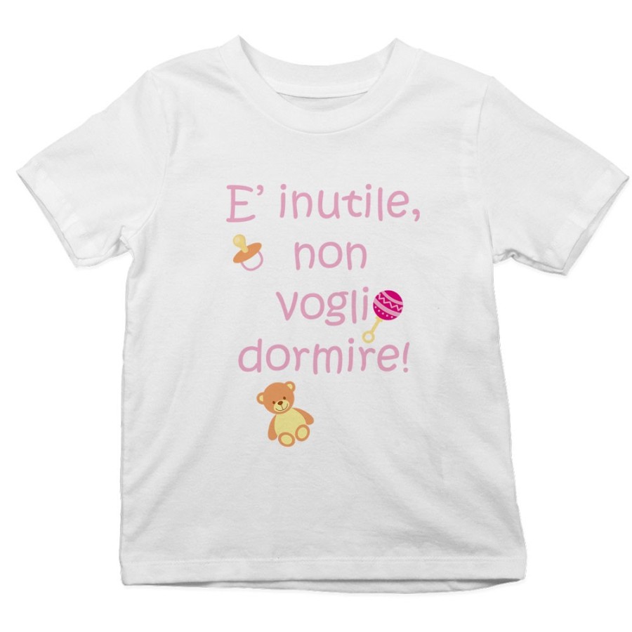 T-shirt bambino non voglio dormire Divertenti