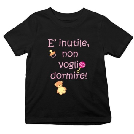 T-shirt bambino non voglio dormire Divertenti