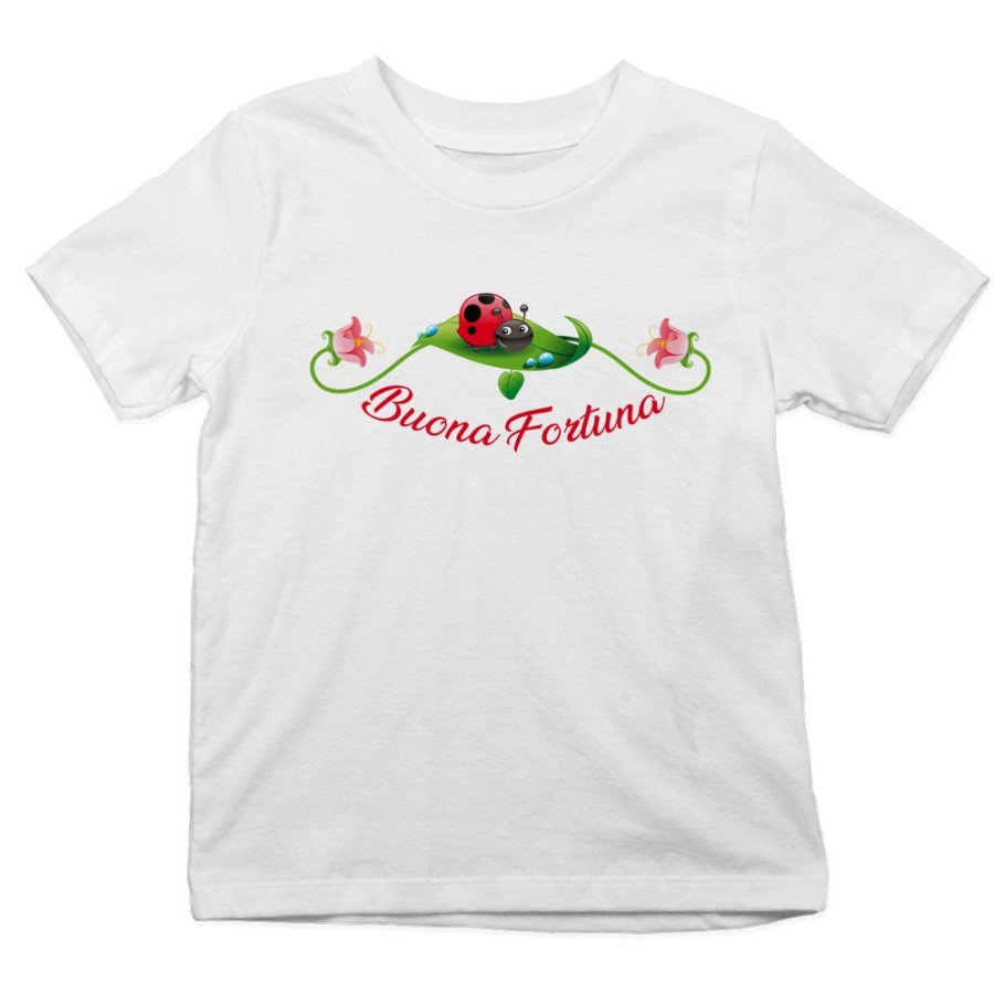 T-shirt bambino buona fortuna coccinella Divertenti